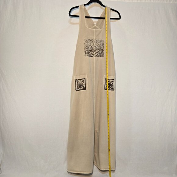 USA Vintage PICCALINO PETITES Modest TAN Floral-Aztec Long Overall Dress Size10P - Picture 10 of 16